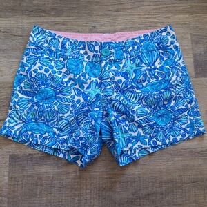 Lilly Pulitzer Blue Print Cotton Shorts Size 0